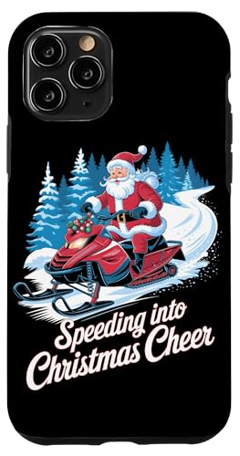 Hülle für iPhone 11 Pro Speeding Into Christmas Cheer Lustiges Schneemobil Reiten Weihnachtsmann von Xmas Snowmobiling Lover Winter Kids Men Women Tees