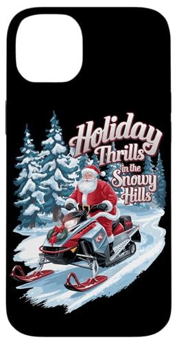 Hülle für iPhone 14 Plus Holiday Thrills Snowy Hill Weihnachten Schneemobil Reiten Weihnachtsmann von Xmas Snowmobiling Lover Winter Kids Men Women Tees