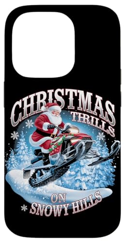 Hülle für iPhone 14 Pro Weihnachtsnervenkitzel auf verschneiten Hügeln Schneemobil reiten Weihnachtsmann von Xmas Snowmobiling Lover Winter Kids Men Women Tees