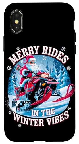 Hülle für iPhone X/XS Merry Rides Winter Vibes Weihnachten Schneemobil Reiten Weihnachtsmann von Xmas Snowmobiling Lover Winter Kids Men Women Tees