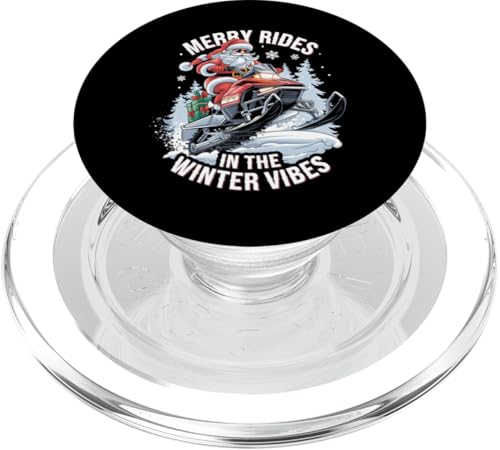 Merry Rides Winter Vibes Weihnachten Schneemobil Reiten Weihnachtsmann PopSockets PopGrip für MagSafe von Xmas Snowmobiling Lover Winter Kids Men Women Tees