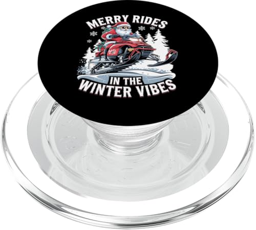 Merry Rides Winter Vibes Weihnachten Schneemobil Reiten Weihnachtsmann PopSockets PopGrip für MagSafe von Xmas Snowmobiling Lover Winter Kids Men Women Tees