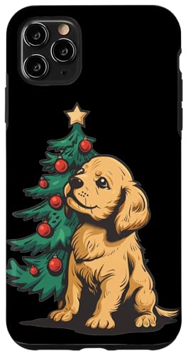 Hülle für iPhone 11 Pro Max Junger Hund mit schönem Weihnachtsbaum für die Weihnachtszeit von Xmas Tree with Dog Outfit