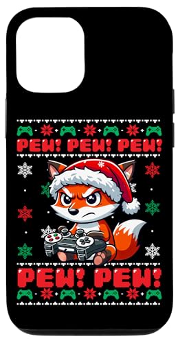 Hülle für iPhone 14 Red Fox Lustiges Gamer Pew Videospiel Ugly Christmas Boys Kids von XmasByAxisone2024