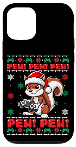 Hülle für iPhone 15 Pro Lustiges Eichhörnchen Gamer Pew Videospiel hässliche Weihnachten Jungen Kinder von XmasByAxisone2024