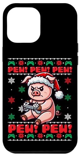 Hülle für iPhone 15 Pro Max Funny Pig Gamer Pew Videospiel Ugly Christmas Boys Kids von XmasByAxisone2024