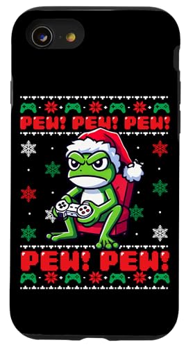 Hülle für iPhone SE (2020) / 7 / 8 Lustiger Frosch Gamer Pew Videospiel hässliche Weihnachten Jungen Kinder von XmasByAxisone2024