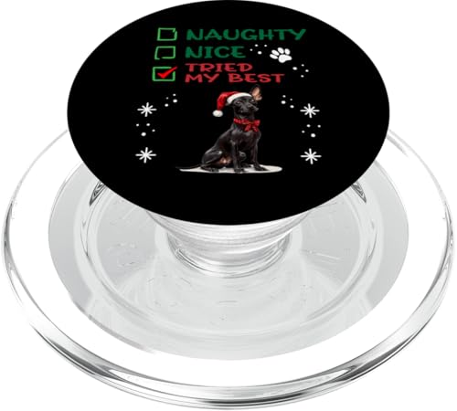 Niedlicher Xoloitzcuintli Hund Weihnachten Naughty Nice Tried My Best PopSockets PopGrip für MagSafe von Xoloitzcuintli Christmas Dog Breed Designs