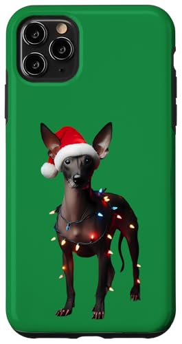 Hülle für iPhone 11 Pro Max Xoloitzcuintli Weihnachtsmannmütze Weihnachtsbeleuchtung Hundebesitzer Mama Papa von Xoloitzcuintli Christmas Products