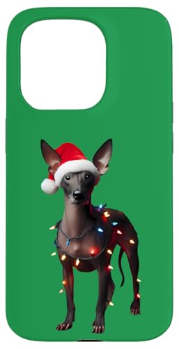 Hülle für iPhone 15 Pro Xoloitzcuintli Weihnachtsmannmütze Weihnachtsbeleuchtung Hundebesitzer Mama Papa von Xoloitzcuintli Christmas Products