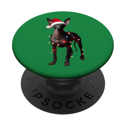 Xoloitzcuintli Weihnachtsmannmütze Weihnachtsbeleuchtung Hundebesitzer Mama Papa PopSockets Klebender PopGrip von Xoloitzcuintli Christmas Products