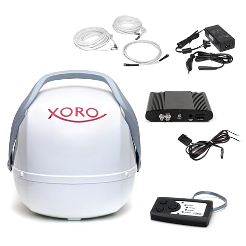 XORO MPA 38 - Vollautomatische Ausrichtung auf den Satelliten per Knopfdruck, Twin LNB, 4 Satelliten vorinstalliert, inkl. Steuerteil, Kabel und Zubehör von Xoro