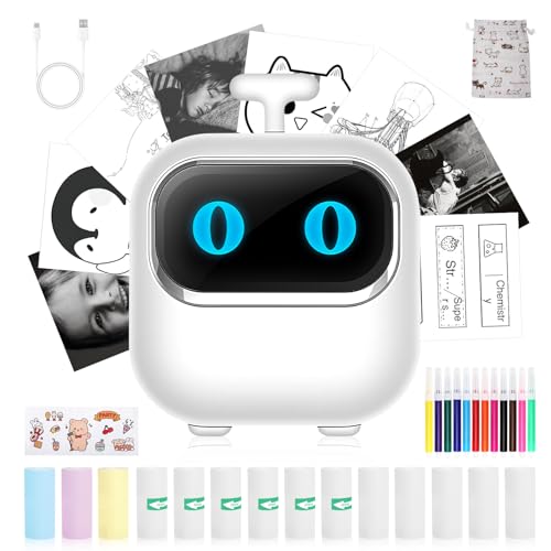 XstarG Mini Drucker, Tragbarer Mini Fotodrucker Minidrucker für Smartphone, Wireless Mini Printer Thermodrucker, Inkless Pocket Printer Sticker Drucker für Foto, Lernhilfe, Lernnotizen (White 2) von XstarG