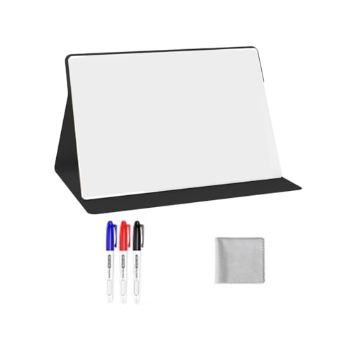 Xtahdge Tragbares Kleines Whiteboard, Wiederverwendbares, Trocken Abwischbares Board mit Ständer, Desktop-Whiteboard für Bürobesprechungen und Unternehmen, Schwarz von Xtahdge