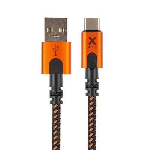 Xtorm Xtreme USB to USB-C Cable (1,5m) robuster Steckverbinder, biegesicheres Kabel (33% Aluminium, 54% Nylongeflecht), XFLEX-Technologie, inkl. Kabelbinder, Schwarz/Orange von Xtorm