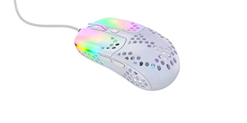 Xtrfy MZ1, Ultraleichte Kabelgebundene Gaming-Maus, Pixart 3389 Sensor, Einzigartige Form für Optimales Zielen, Einstellbare RGB-Beleuchtung, White Rail Edition von Xtrfy