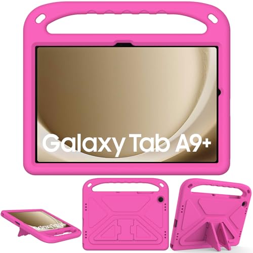 XunyLyee Kinder Hülle für Samsung Galaxy Tab A9 Plus/ A9+ 11 Zoll SM-X210/ SM-X216 Eva Stoßfest Handgriff Handle Schutzhülle, Rose von XunyLyee