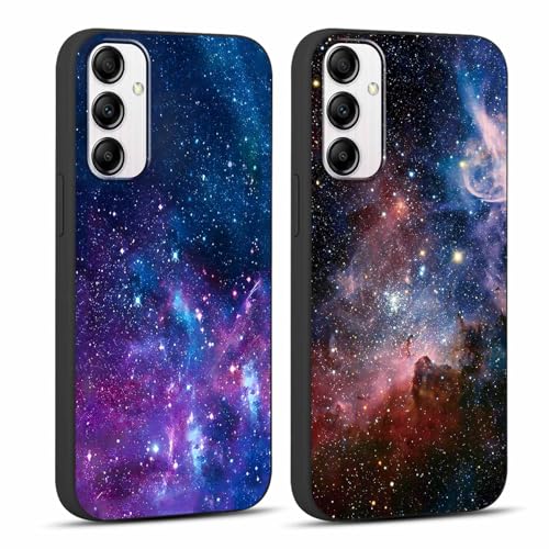 Xylota 2 Stück Handyhülle für Samsung Galaxy A54 5G 6,4" Hülle, Case mit Aesthetic Muster Sternenhimmel, Weich Silikon Dünn TPU Stoßfeste Kratzfest Schutzhülle Cover für Samsung A54, Schwarz von Xylota