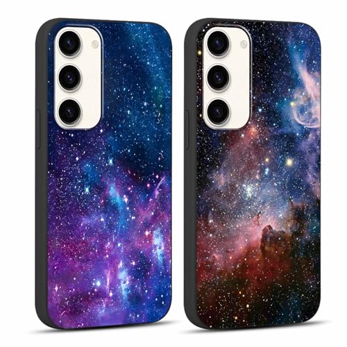 Xylota 2 Stück Handyhülle für Samsung Galaxy S22 5G 6,1" Hülle, Case mit Aesthetic Muster Sternenhimmel, Weich Silikon Dünn TPU Stoßfeste Kratzfest Schutzhülle Cover für Samsung S22, Schwarz von Xylota