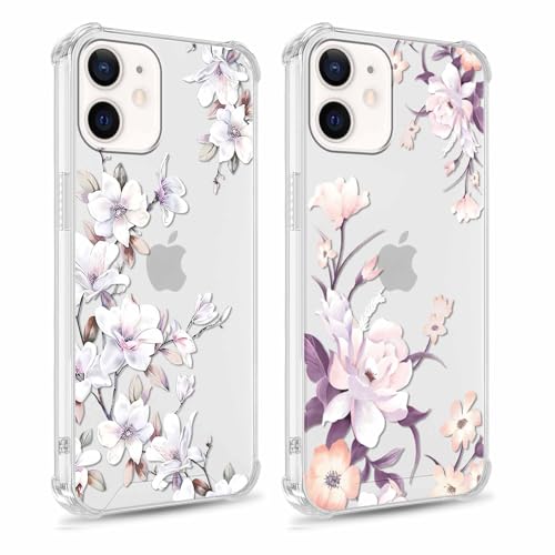 Xylota 2 Stück Handyhülle für iPhone 11 6,1" Hülle, Durchsichtig Aesthetic Blumen Muster Case, Transparent Dünn Silikon Weich TPU Stoßfeste Schutzhülle Mädchen Frauen Cover für iPhone 11,29 von Xylota