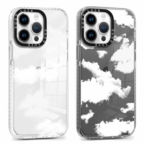 Xylota 2 Stück Handyhülle für iPhone 13 Pro 6,1" Hülle, Durchsichtig Case mit Aesthetic Muster Wolken, Ultra Dünn Silikon Weich TPU Bumper Stoßfeste Kratzfest Schutzhülle Transparent Mode Cover von Xylota