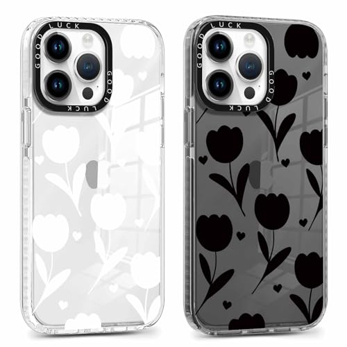 Xylota 2 Stück Handyhülle für iPhone 13 Pro Max 6,7" Hülle, Durchsichtig Aesthetic Blumen Muster Case, Transparent Weich Silikon TPU Stoßfeste Schutzhülle Frauen Mädchen Cover für iPhone 13 Pro Max,01 von Xylota