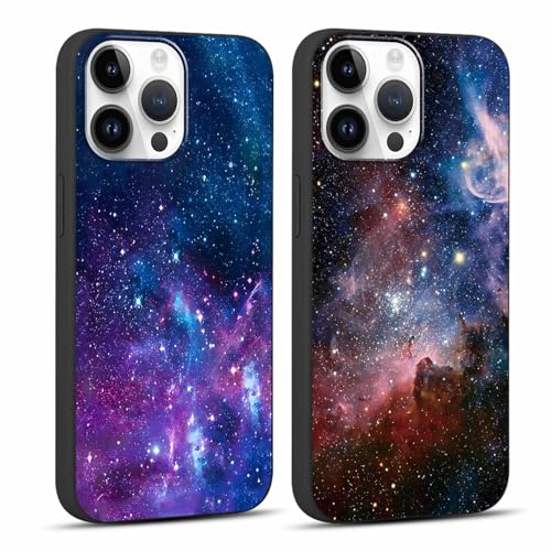 Xylota 2 Stück Handyhülle für iPhone 15 Pro 6,1" Hülle, Case mit Aesthetic Muster Sternenhimmel, Weich Silikon Dünn TPU Stoßfeste Kratzfest Schutzhülle Cover für iPhone 15 Pro, Schwarz von Xylota