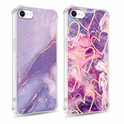 Xylota 2 Stück Handyhülle für iPhone 8/7/SE 2020/SE 2022 4,7" Hülle, Durchsichtig Aesthetic Marmor Muster Case, Transparent Silikon Weich TPU Stoßfeste Schutzhülle Mädchen Frauen Cover für iPhone 7,11 von Xylota