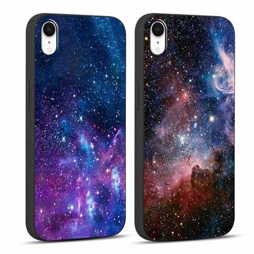 Xylota 2 Stück Handyhülle für iPhone X/iPhone XS 5,8" Hülle, Case mit Aesthetic Muster Sternenhimmel, Weich Silikon Dünn TPU Stoßfeste Kratzfest Schutzhülle Cover für iPhone X, Schwarz von Xylota