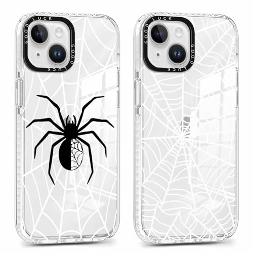 Xylota 2 Stück Transparent Handyhülle für iPhone 15 6,1" Hülle, Durchsichtig Case mit Muster Aesthetic Spinnennetz Mädchen Schutzhülle, Weich Silikon Dünn TPU Bumper Stoßfeste Cover für iPhone 15 von Xylota