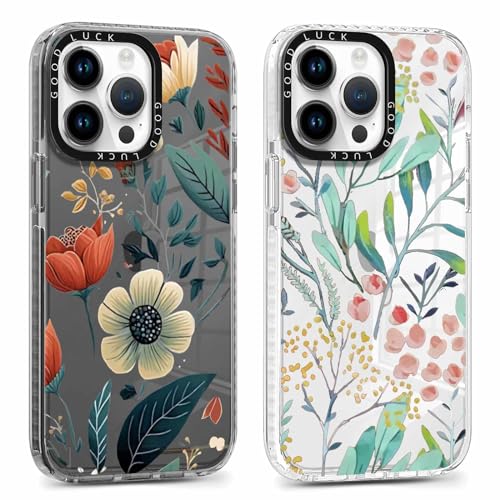 Xylota 2 Stück Transparent Handyhülle für iPhone 15 Pro Max 6,7" Hülle, Durchsichtig Case mit Muster Aesthetic Blumen Mädchen Schutzhülle, Weich Silikon TPU Stoßfeste Cover für iPhone 15 Pro Max,07 von Xylota