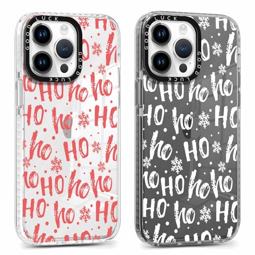 Xylota 2 Stück Weihnachten Handyhülle für iPhone 15 Pro 6,1" Hülle, Transparent Christmas Case mit Weihnachts Süß Muster Design, Durchsichtig Weich Silikon TPU Stoßfeste Mädchen Weihnach Schutzhülle von Xylota