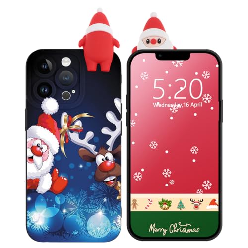 Xylota Christmas Hülle für Apple iPhone 13 Pro Max 6,7", Handyhülle 3D Süßes Weihnachten Motiv Puppe Design Case, Weiches Silikon Stoßfest Kratzfest Schutzhülle Cover, Weihnachtsmann01 von Xylota