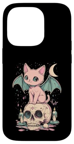 Hülle für iPhone 14 Pro Kawaii Katze Gothic Pastell Schädel Hexe Kätzchen Gruselige Katze von Y2K Alt Clothes Grunge Tees For Men & Women