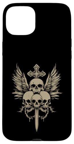 Hülle für iPhone 15 Plus Totenkopf Kreuz Y2K Grunge Ästhetisch Alt Goth Totenkopf Kreuz Gothic von Y2K Alt Clothes Grunge Tees For Men & Women