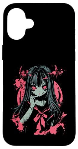 Hülle für iPhone 16 Plus Anime Horror Girl Aesthetic Vaporwave Waifu Japanisches Mädchen von Y2K Alt Clothes Grunge Tees For Men & Women