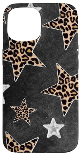 Hülle für iPhone 15 Leopard Star Y2K Gepardenmuster Trendige Sterne auf Schwarz von Y2K Cheetah Star Pattern