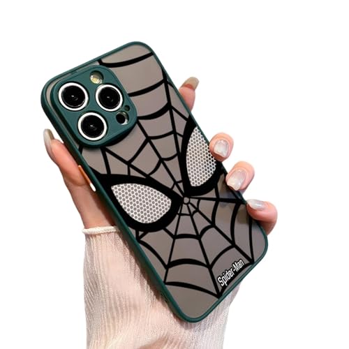 YAAYAGO Spider Man Handyhülle für iPhone 16/15 Pro Personalisierte mattierte transparente Hülle Geeignet für iPhone 13 Pro Max 14 Pro Max 12 Pro Max Vollständige Abdeckung Anti-Drop-Schutzhülle. von YAAYAGO