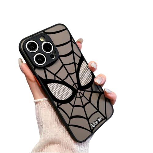 YAAYAGO Spider Man Handyhülle für iPhone 16/15 Pro Personalisierte mattierte transparente Hülle Geeignet für iPhone 13 Pro Max 14 Pro Max 12 Pro Max Vollständige Abdeckung Anti-Drop-Schutzhülle. von YAAYAGO