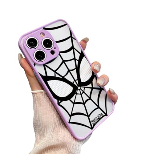 YAAYAGO Spider Man Handyhülle für iPhone 16/15 Pro Personalisierte mattierte transparente Hülle Geeignet für iPhone 13 Pro Max 14 Pro Max 12 Pro Max Vollständige Abdeckung Anti-Drop-Schutzhülle. von YAAYAGO