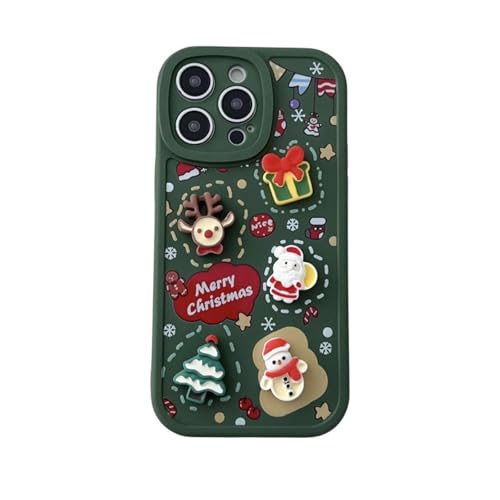 YAAYAGO Weihnachten Handyhüllen für iPhone 16 Cartoon Elch und Weihnachtsmann Handyhüllen für iPhone 16/15 Pro Max Stoßdämpfend für iPhone 14/13 Pro Max (iPhone 11Pro/SD4B) von YAAYAGO