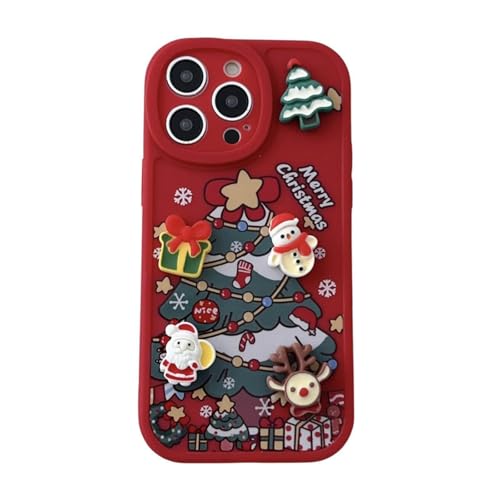 YAAYAGO Weihnachten Handyhüllen für iPhone 16 Cartoon Elch und Weihnachtsmann Handyhüllen für iPhone 16/15 Pro Max Stoßdämpfend für iPhone 14/13 Pro Max (iPhone 14ProMax/SD4A) von YAAYAGO