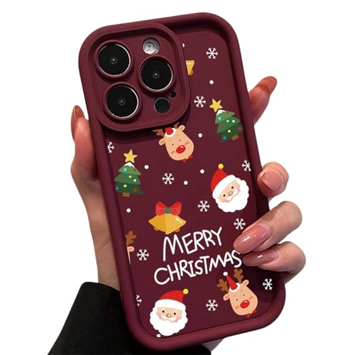 YAAYAGO Weihnachten Handyhüllen für iPhone 16 Cartoon Elch und Weihnachtsmann Handyhüllen für iPhone 16/15 Pro Max Stoßdämpfend für iPhone 14/13 Pro Max (iPhone 15Plus/SD3B) von YAAYAGO