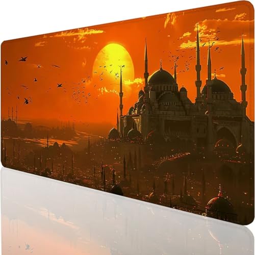 Computer-Mauspad mit Anti-Rutsch-Gummiboden, Mousepad 800x300x3mm Leichtes Gleiten, Spritzwassergeschützt, Langlebige Materialien, Tragbar, Frisches, modernes Design - Gelb Stadt M-V von YALNSENN