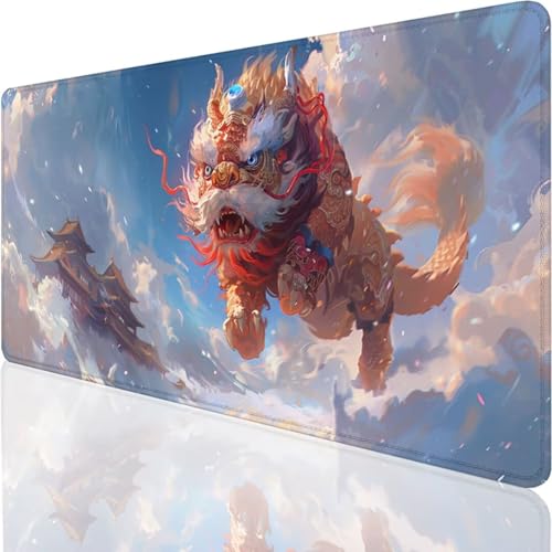 Gaming Mauspad, grau Tier, 700x300x3mm, große Matte, Mousepad langes, verlängertes Mousepad, schreibtischunterlage, rutschfeste Gummi mäusepads, genähte Kanten 4-1 von YALNSENN