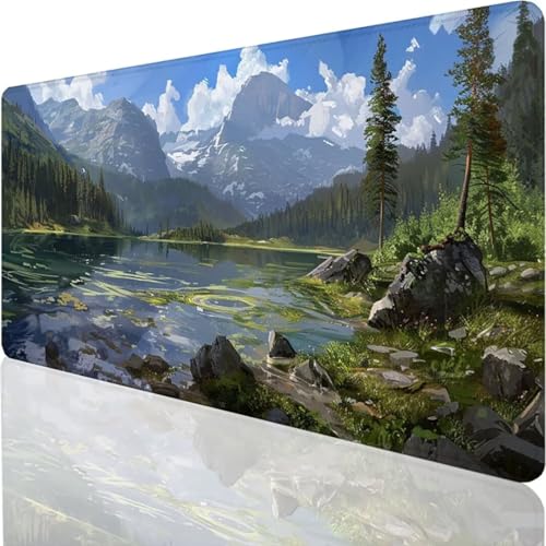 Gaming Mauspad XXL Grün See - Großes Mousepad 700x300x3mm Desk Mat - rutschfeste Schreibtischunterlage für Gaming und Büro - Fransenfreie Ränder - Präzises und langlebiges Large Mouse pad 6-3 von YALNSENN