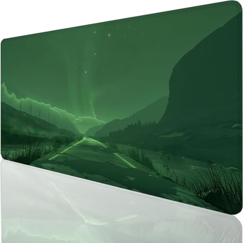 Gaming Mauspad XXL Grün Sternenhimmel - Großes Mousepad 600x300x3mm Desk Mat - rutschfeste Schreibtischunterlage für Gaming und Büro - - Präzises und langlebiges Large Mouse pad 5-7 von YALNSENN