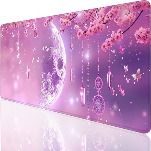 Gaming Mauspad XXL Rosa Blume - Großes Mousepad Desk Mat 600x300x3mm - rutschfeste Schreibtischunterlage für Gaming und Büro - Fransenfreie Ränder - Präzises und langlebiges maxlvl Large Mouse pad 7-B von YALNSENN