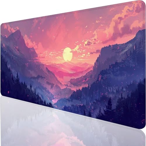 Gaming Mauspad XXL Rosa Landschaft - Großes Mousepad Desk Mat 800x400x3mm - rutschfeste Schreibtischunterlage für Gaming und Büro - - Präzises und langlebiges maxlvl Large Mouse pad 6-B von YALNSENN