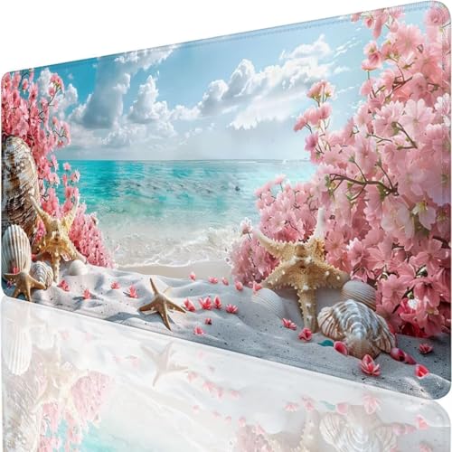 Gaming Mauspad XXL Rosa Strand - Großes Mousepad Desk Mat 700x300x3mm - rutschfeste Schreibtischunterlage für Gaming und Büro - - Präzises und langlebiges maxlvl Large Mouse pad 1-3 von YALNSENN